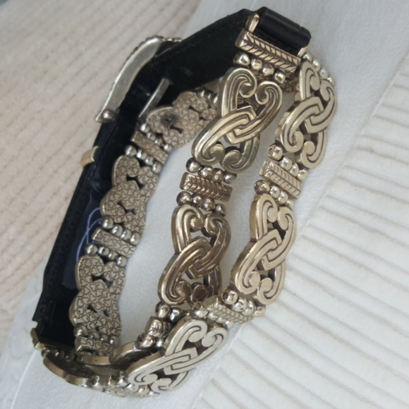 BRIGHTON ♡ Beautifully Design Detailed Vintage Silver Hardware Leather Belt M|30 main image 4